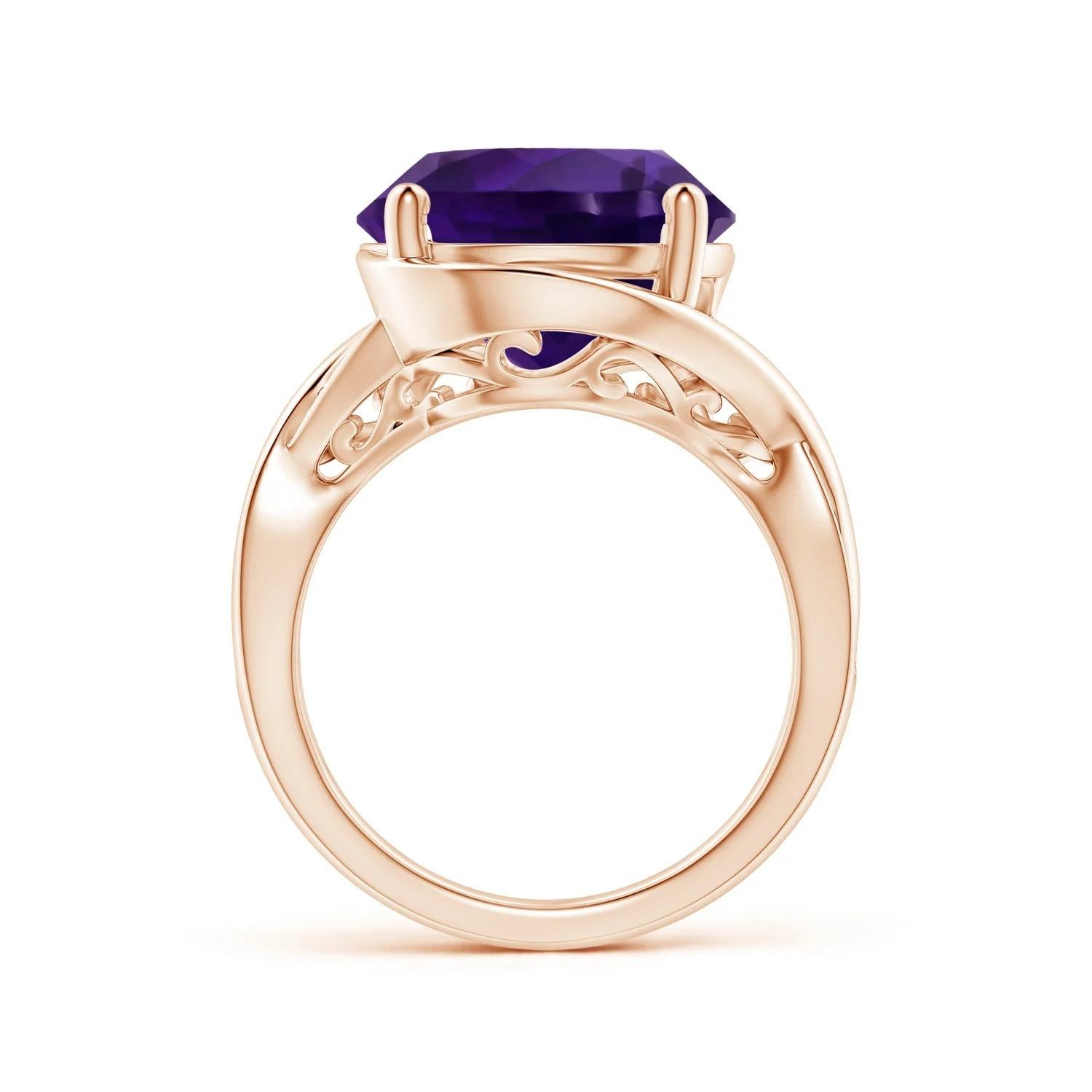 For Sale:  GIA Certified Natural Amethyst Bypass Engagement Ring in Rose Gold 2