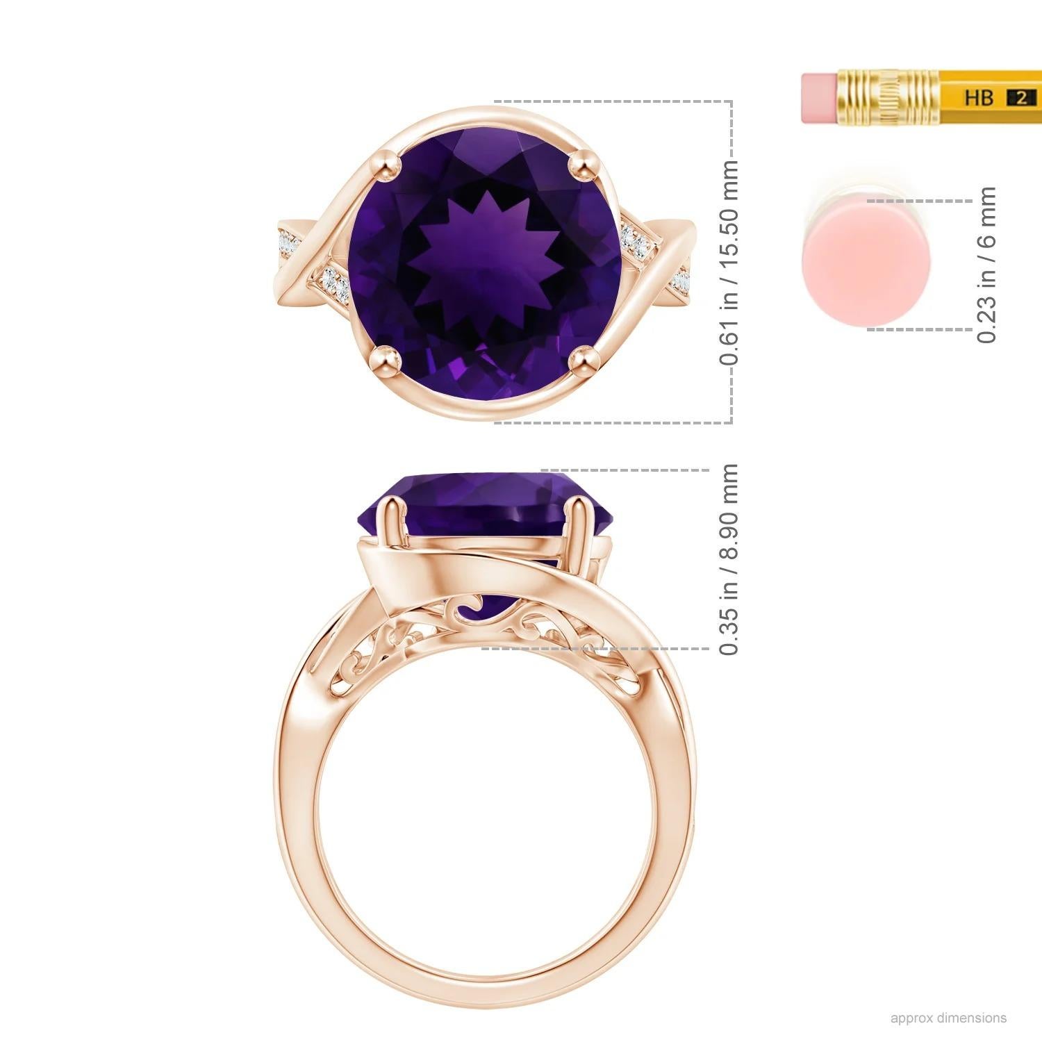 For Sale:  Angara Gia Certified Natural Amethyst Bypass Engagement Ring in Rose Gold 5