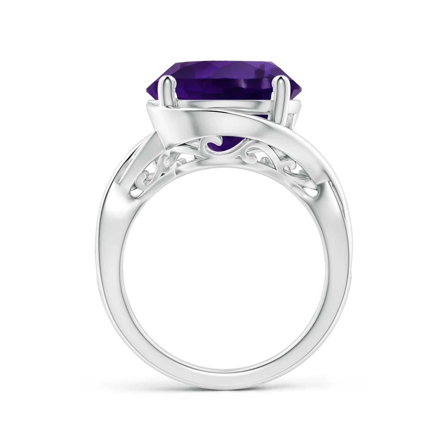 For Sale:  GIA Certified Natural Amethyst Bypass Engagement Ring in White Gold 2