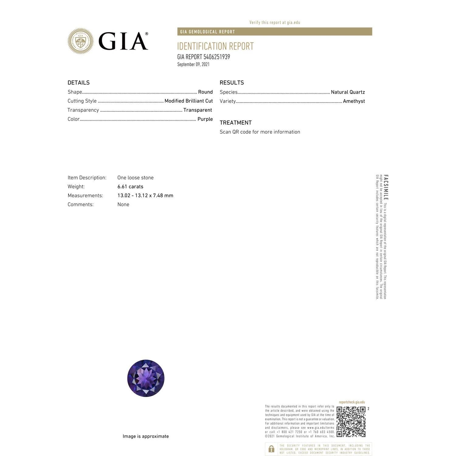 En vente :  ANGARA Bague de fiançailles de dérivation en or blanc avec améthyste naturelle certifiée GIA 3