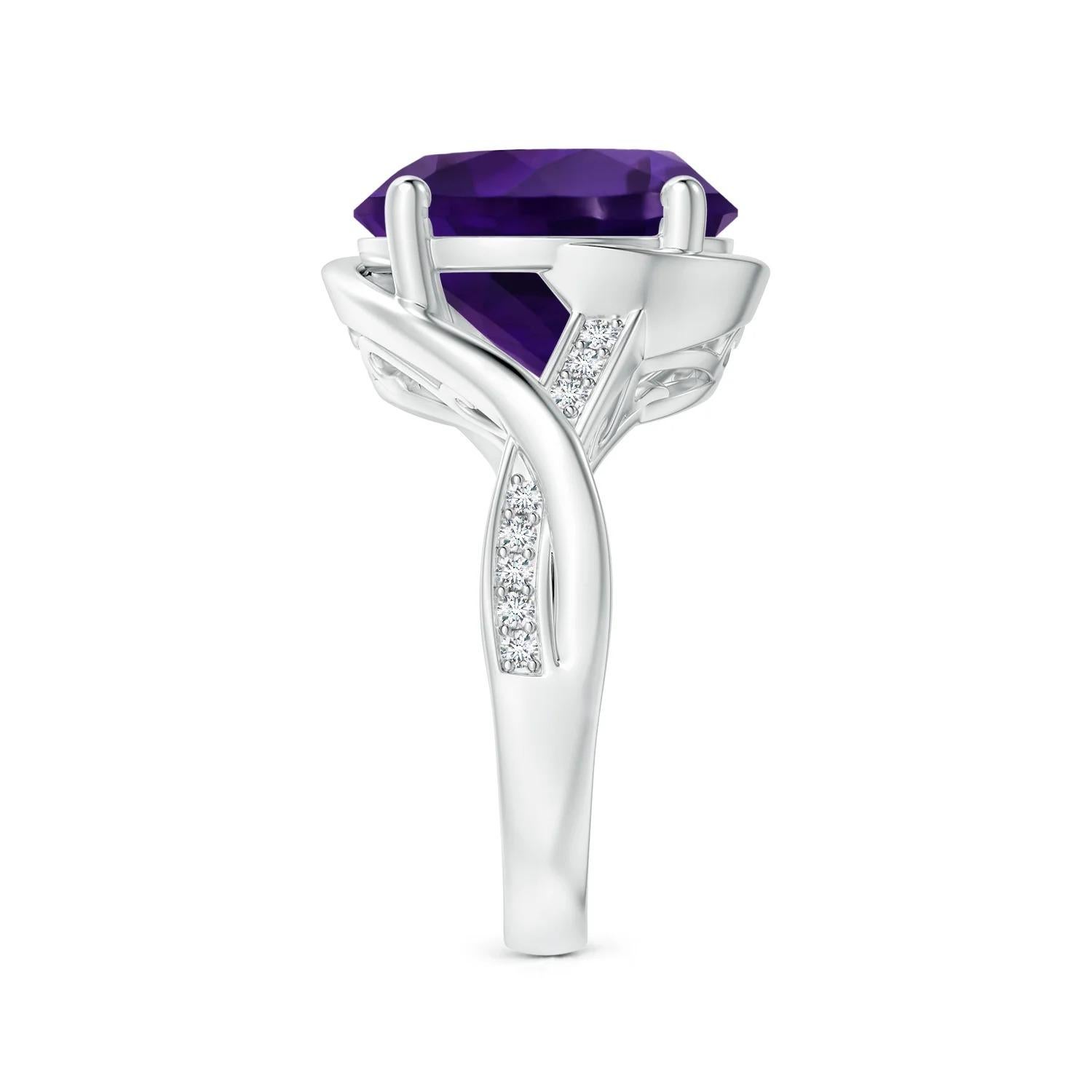 For Sale:  GIA Certified Natural Amethyst Bypass Engagement Ring in White Gold 4