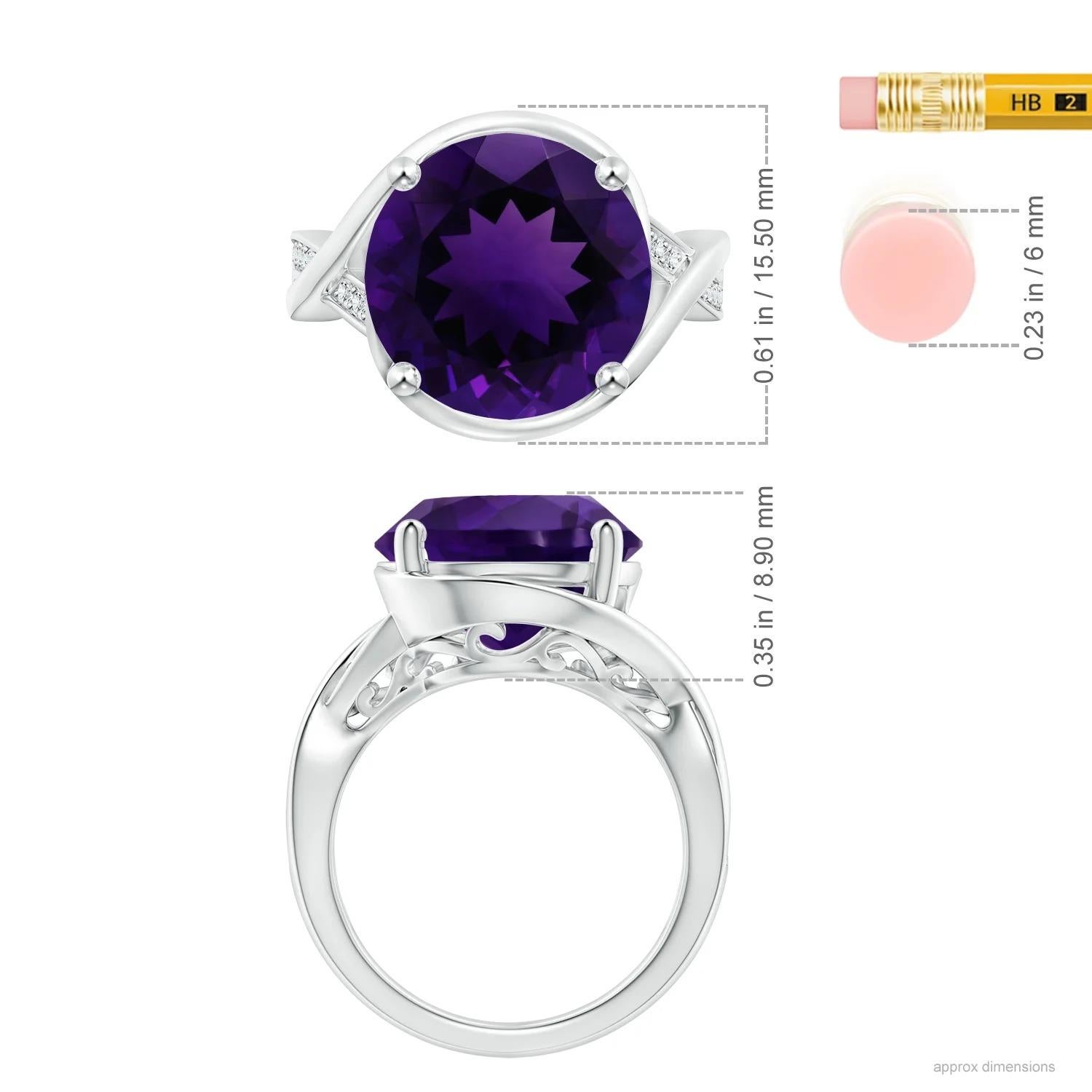 For Sale:  GIA Certified Natural Amethyst Bypass Engagement Ring in White Gold 5