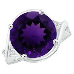 ANGARA GIA Certified Natural Amethyst Bypass Engagement Ring in White Gold