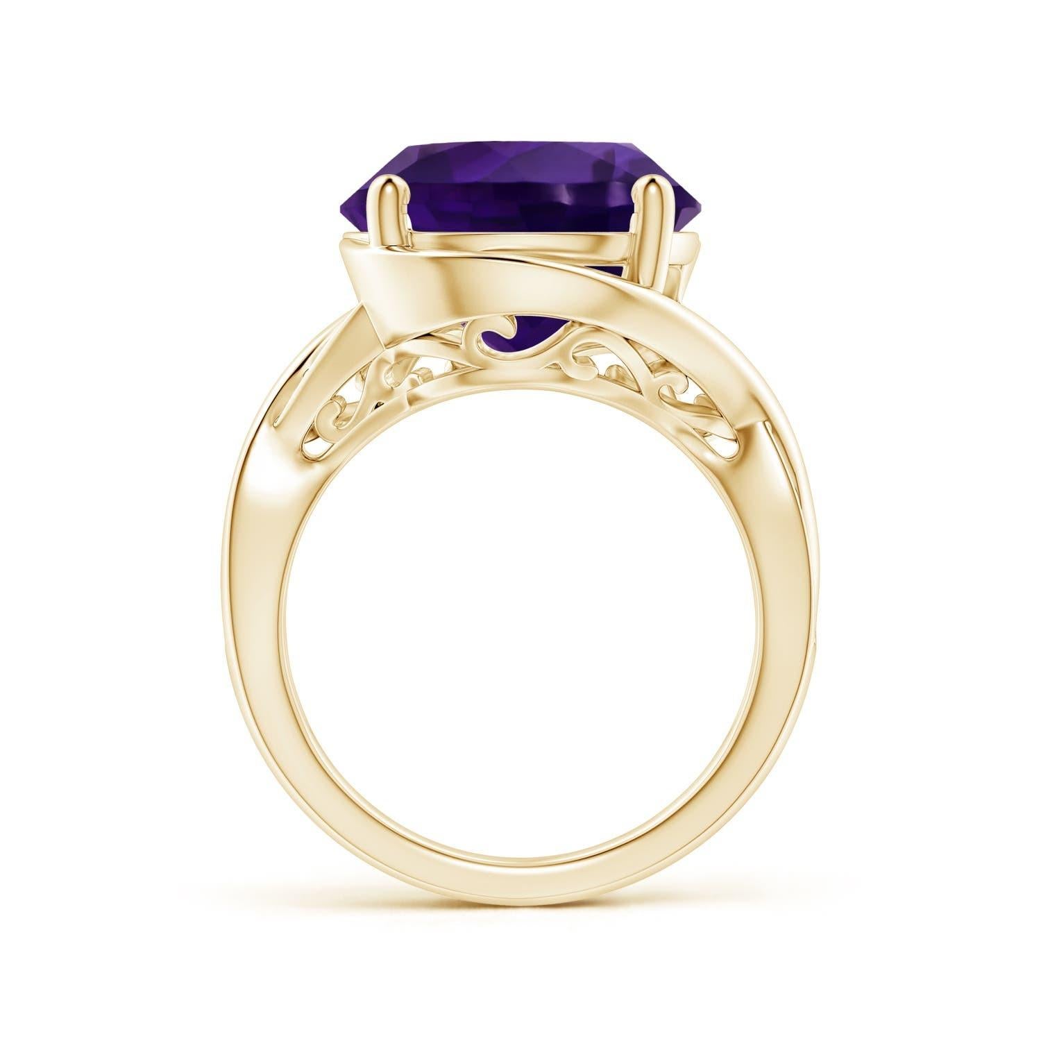 For Sale:  ANGARA GIA Certified Natural Amethyst Bypass Engagement Ring in Yellow Gold 2