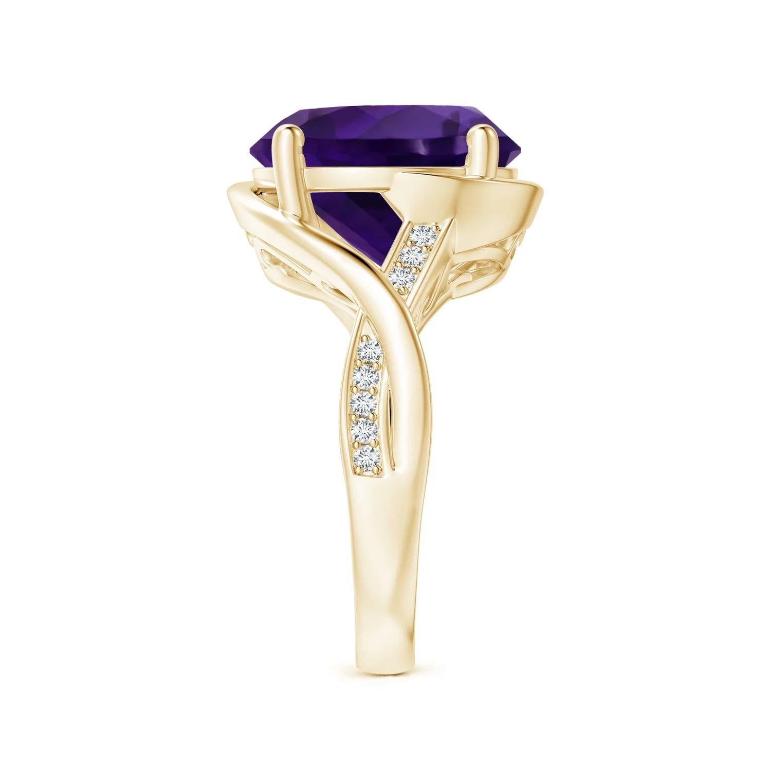 For Sale:  ANGARA GIA Certified Natural Amethyst Bypass Engagement Ring in Yellow Gold 4