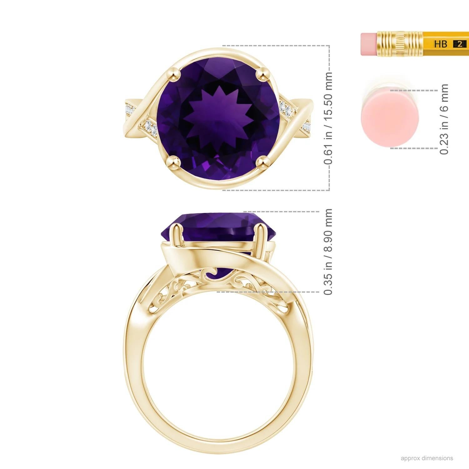 For Sale:  ANGARA GIA Certified Natural Amethyst Bypass Engagement Ring in Yellow Gold 5