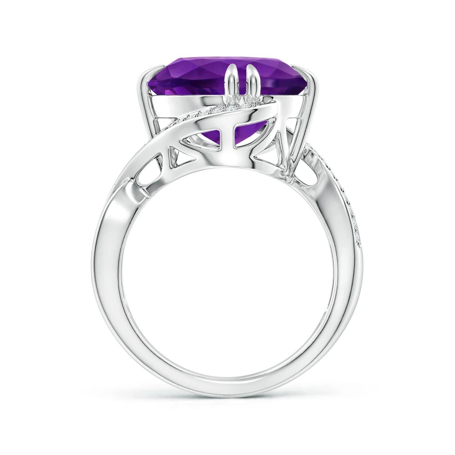 For Sale:  Angara GIA Certified Natural Amethyst Bypass White Gold Ring with Diamonds 2