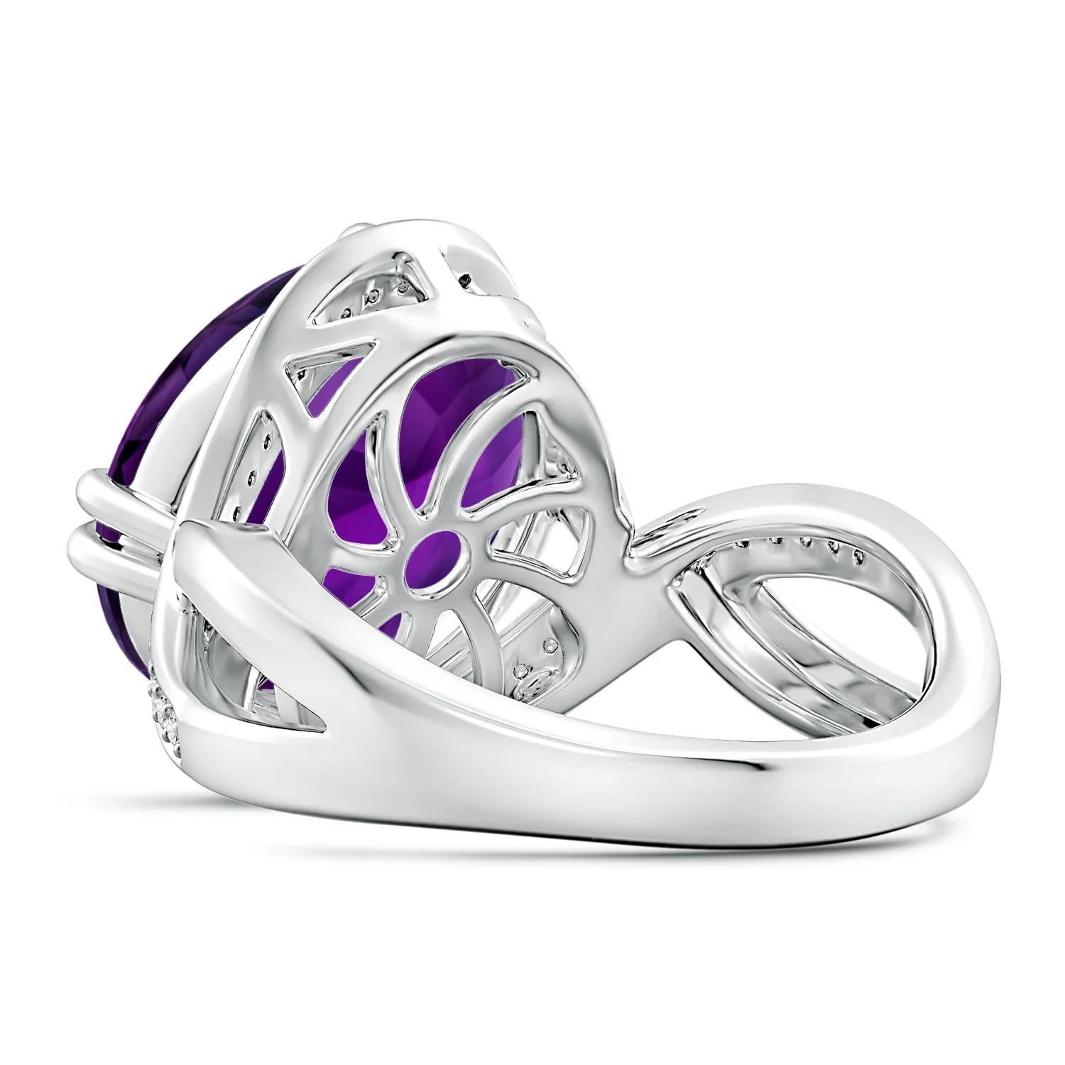For Sale:  Angara GIA Certified Natural Amethyst Bypass White Gold Ring with Diamonds 4