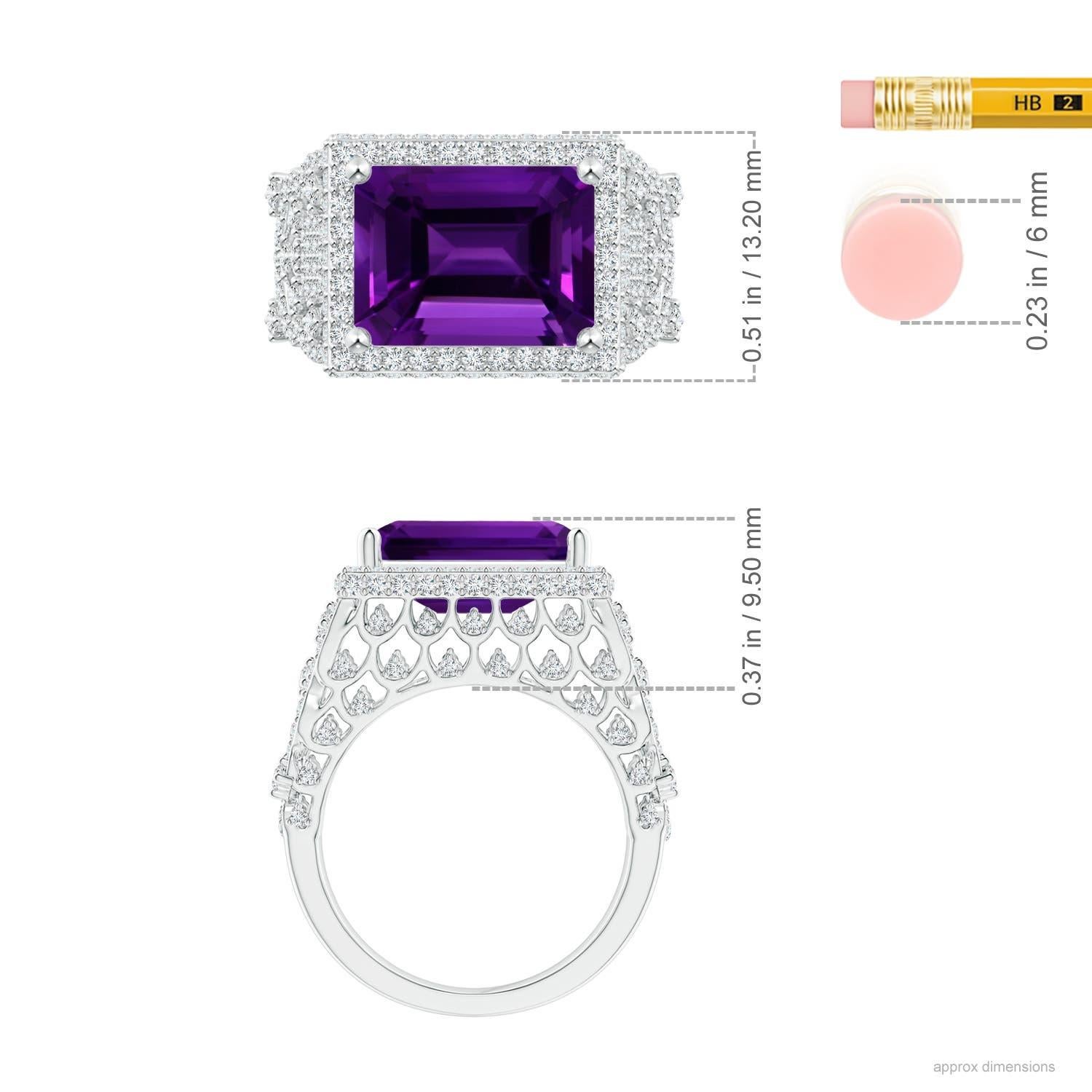 For Sale:  ANGARA GIA Certified Natural Amethyst Cocktail Ring in Platinum with Diamonds 4