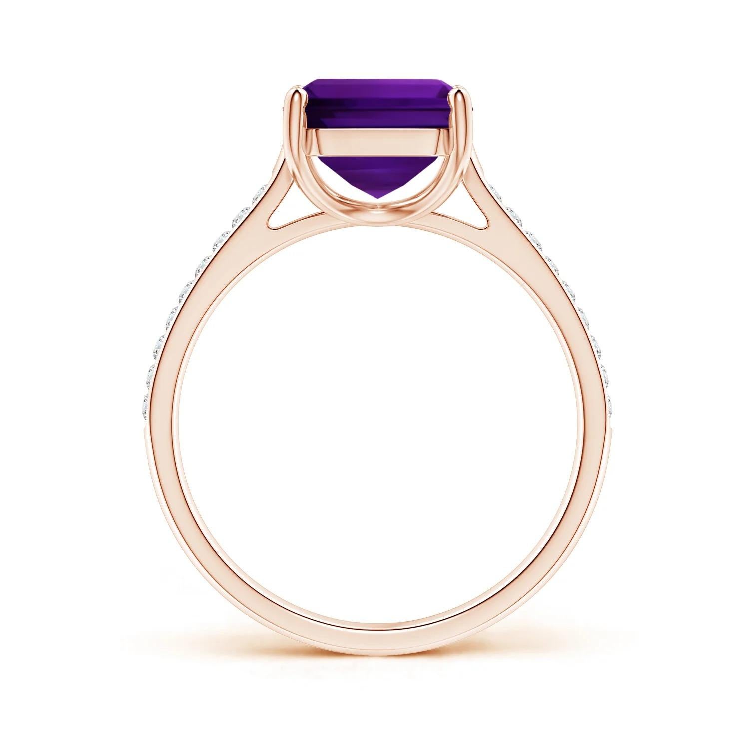 For Sale:  GIA Certified Natural Amethyst Cocktail Ring in Rose Gold with Diamonds 2