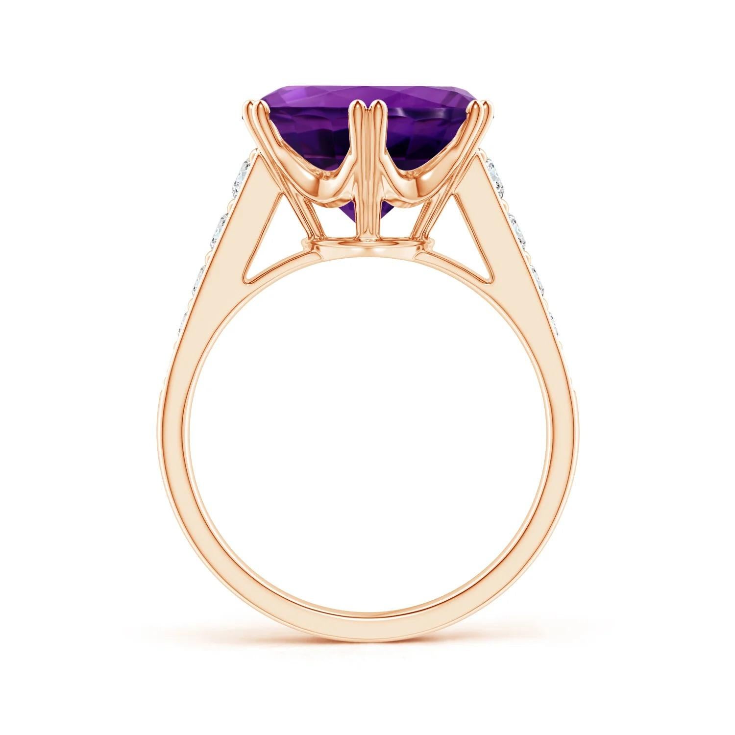 For Sale:  Angara GIA Certified Natural Amethyst Cocktail Ring in Rose Gold with Diamonds 2