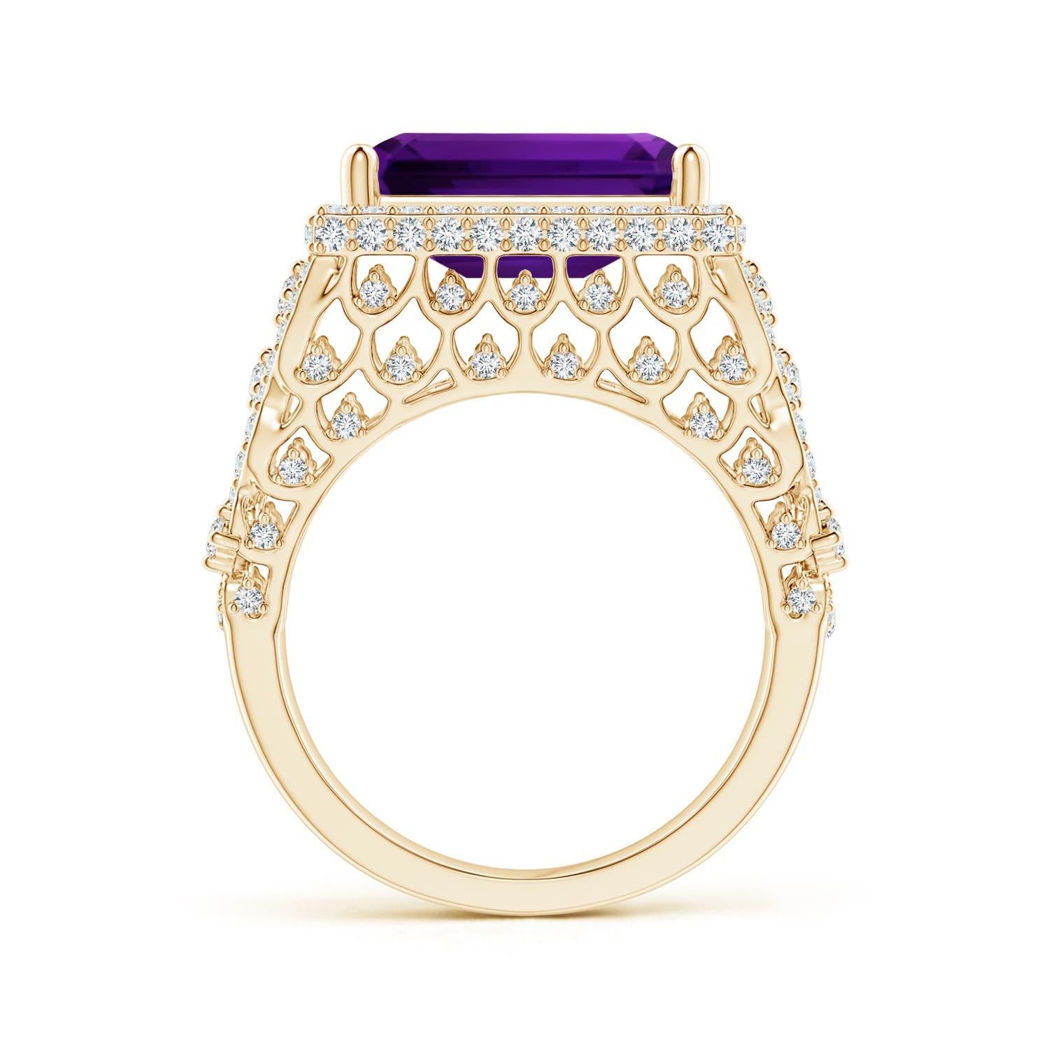 For Sale:  ANGARA GIA Certified Natural Amethyst Cocktail Ring in Rose Gold with Diamonds 2