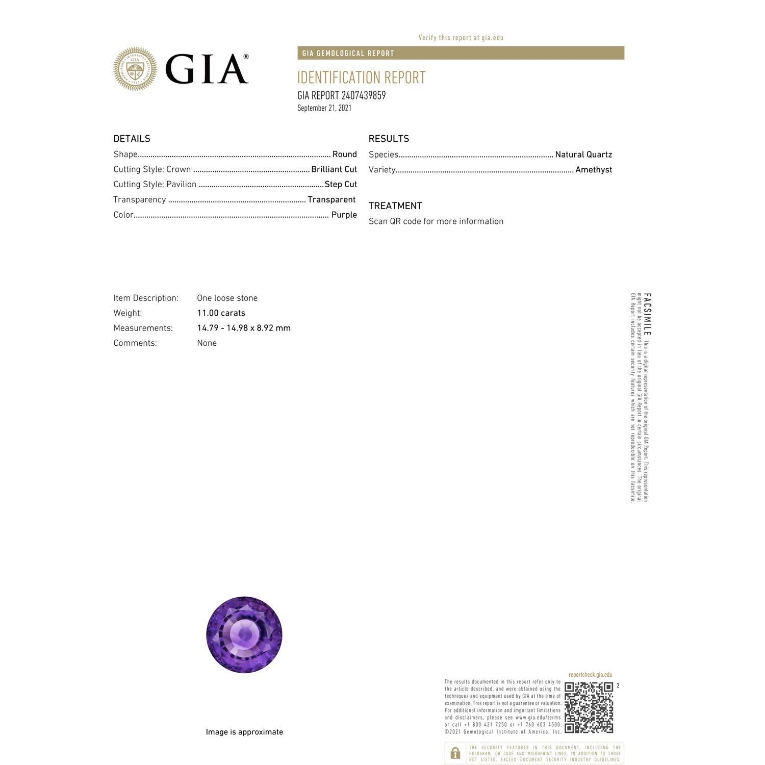 En vente :  Angara, bague cocktail en or rose avec diamants et améthyste naturelle certifiée GIA 3