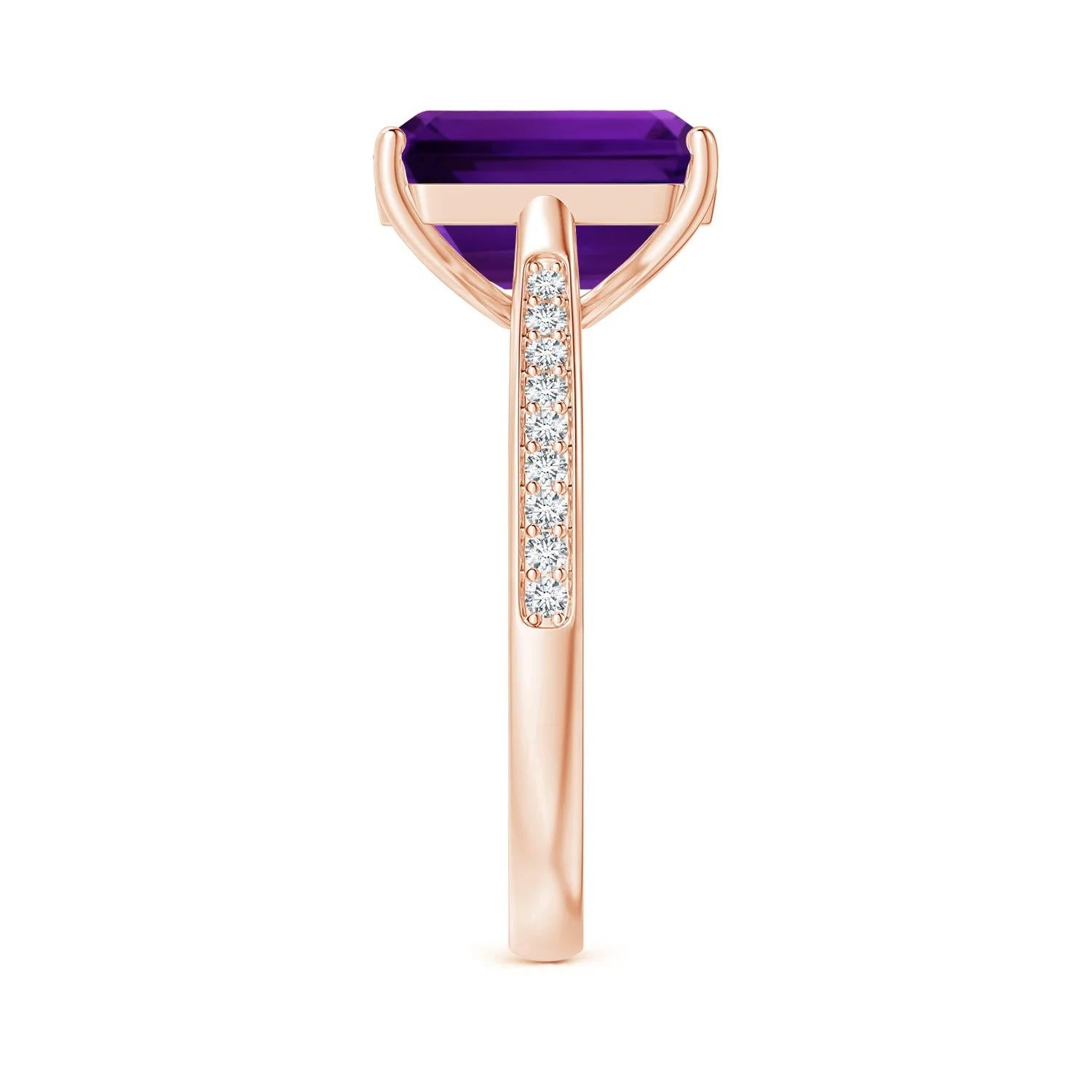 For Sale:  GIA Certified Natural Amethyst Cocktail Ring in Rose Gold with Diamonds 4
