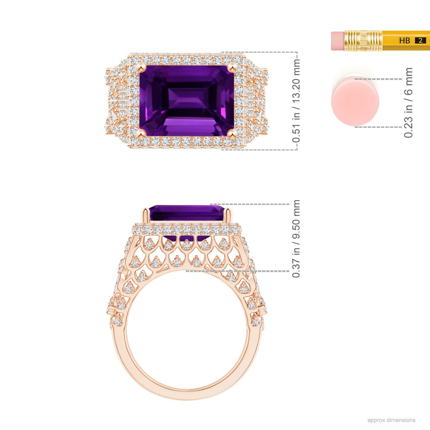 For Sale:  ANGARA GIA Certified Natural Amethyst Cocktail Ring in Rose Gold with Diamonds 4