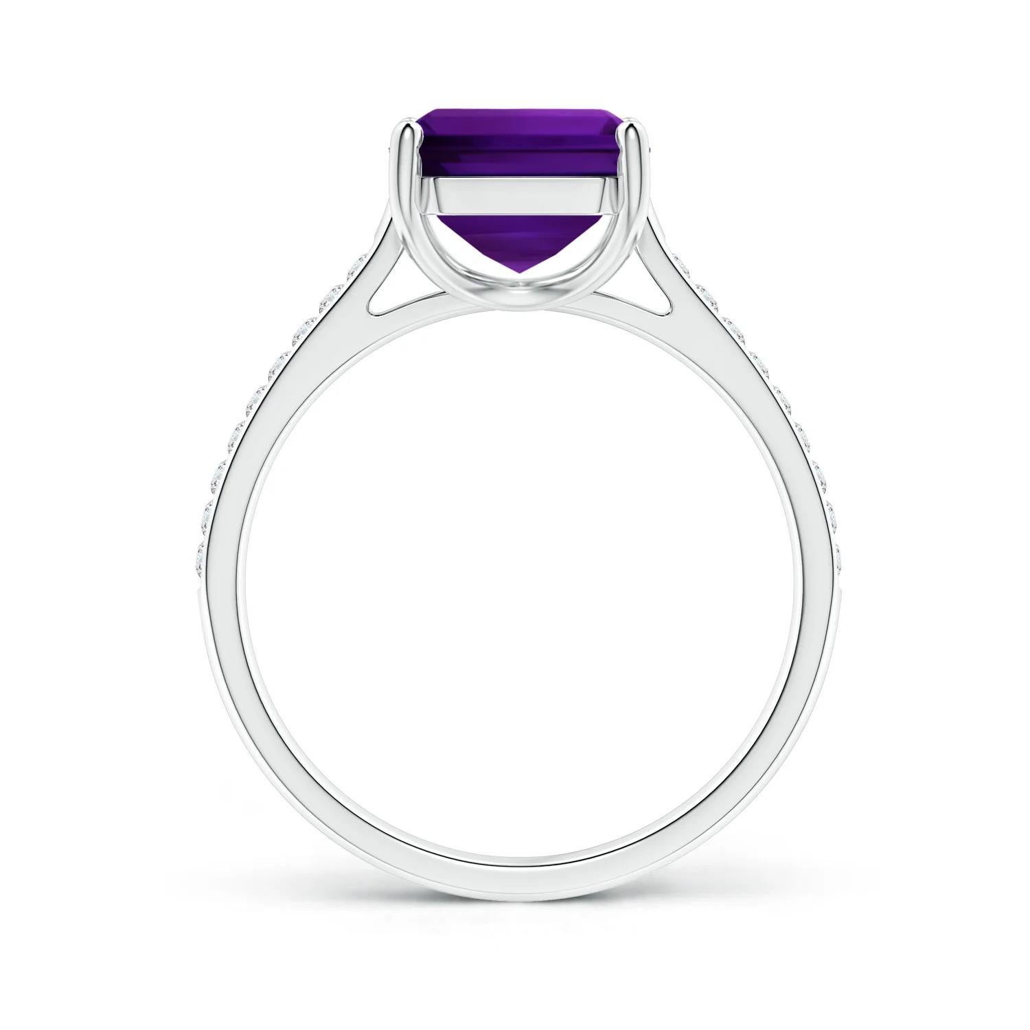For Sale:  Angara GIA Certified Natural Amethyst Cocktail Ring in White Gold with Diamonds 2
