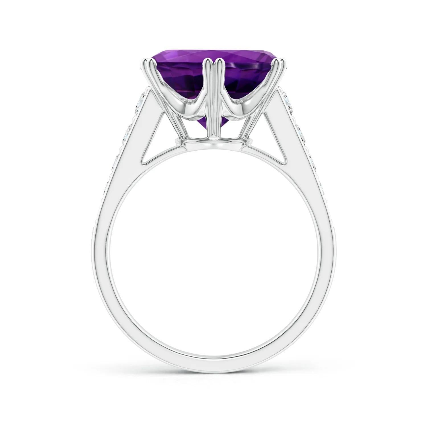 For Sale:  ANGARA GIA Certified Natural Amethyst Cocktail Ring in White Gold with Diamonds 2