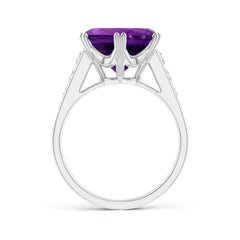 Angara GIA Certified Natural Amethyst Ring with Diamonds in 14K Solid Gold