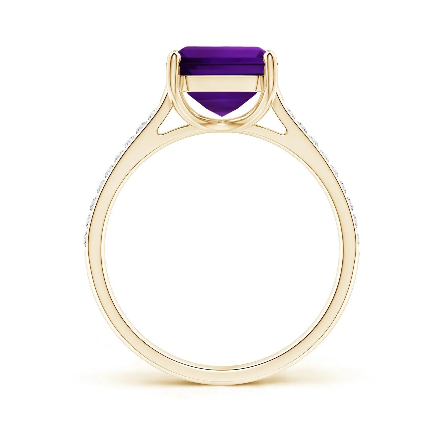 For Sale:  GIA Certified Natural Amethyst Cocktail Ring in Yellow Gold with Diamonds 2