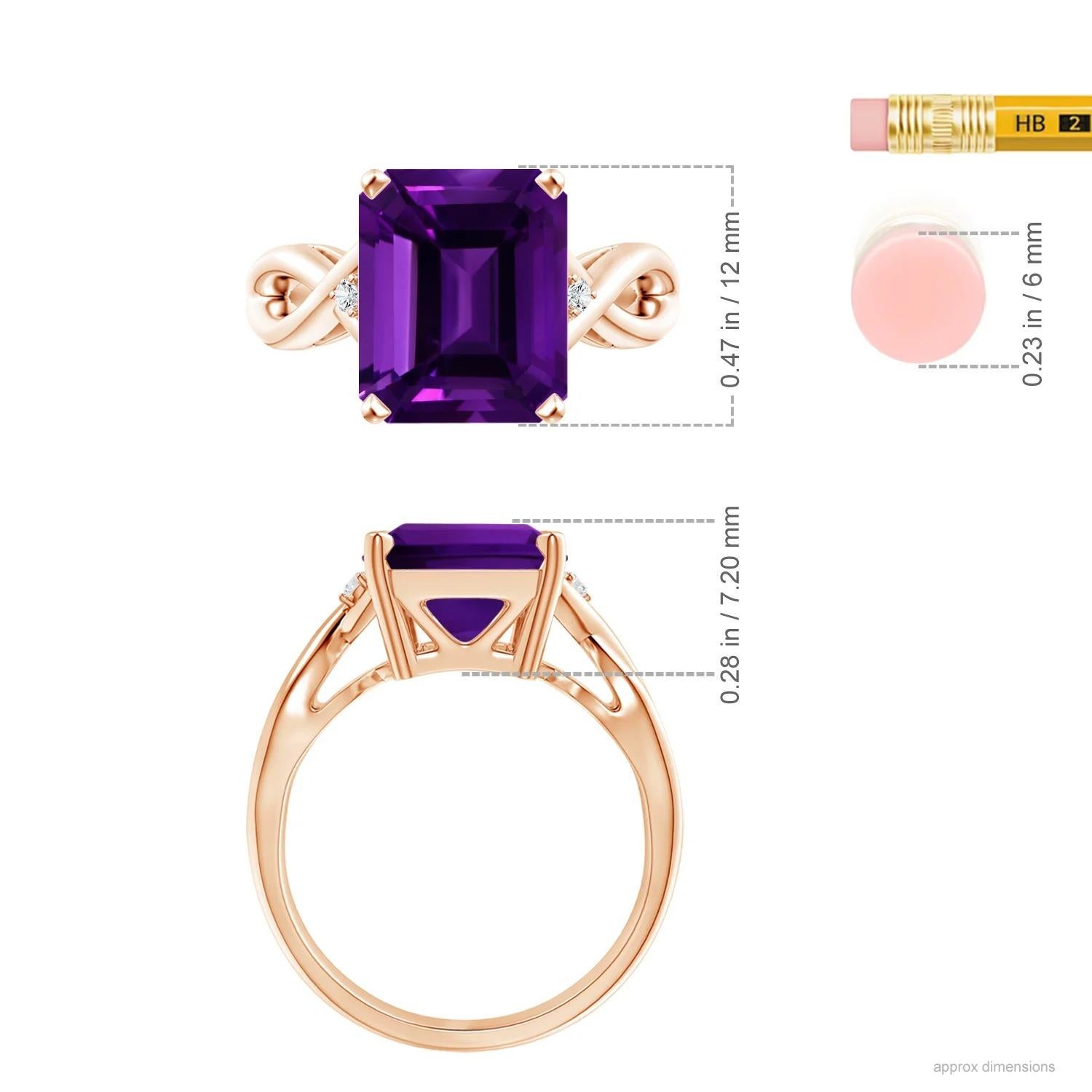 For Sale:  ANGARA GIA Certified Natural Amethyst Crossover Ring in Rose Gold with Diamonds 4
