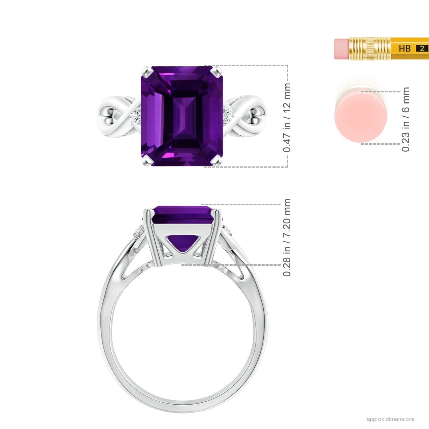 For Sale:  GIA Certified Natural Amethyst Crossover Ring in White Gold with Diamonds 4