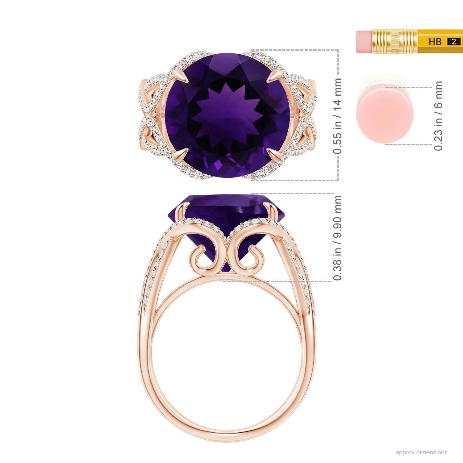For Sale:  ANGARA GIA Certified Natural Amethyst Entwined Shank Ring in Rose Gold 5