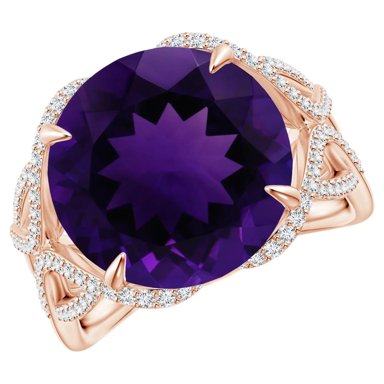 For Sale:  ANGARA GIA Certified Natural Amethyst Entwined Shank Ring in Rose Gold