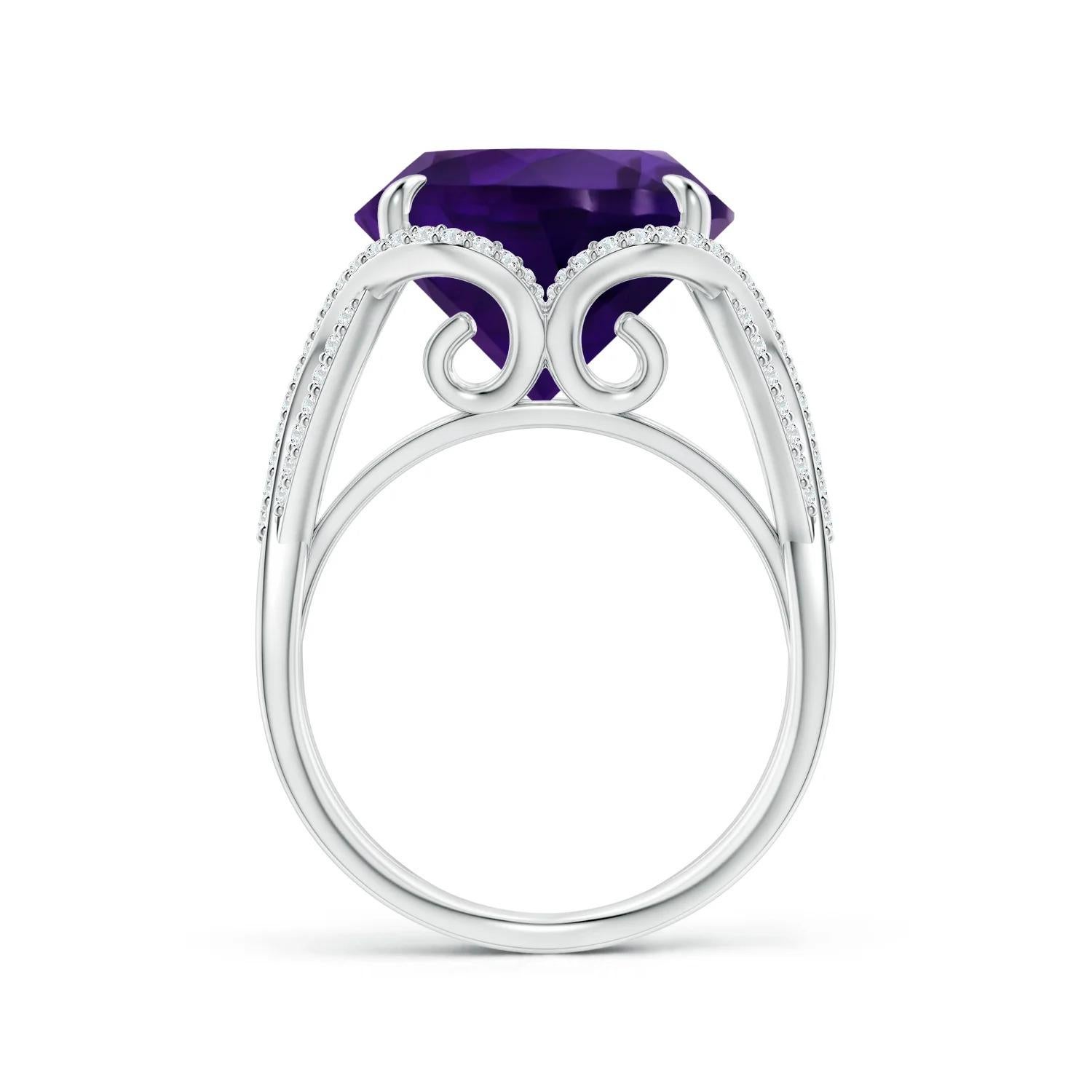 For Sale:  ANGARA GIA Certified Natural Amethyst Entwined Shank Ring in White Gold 2