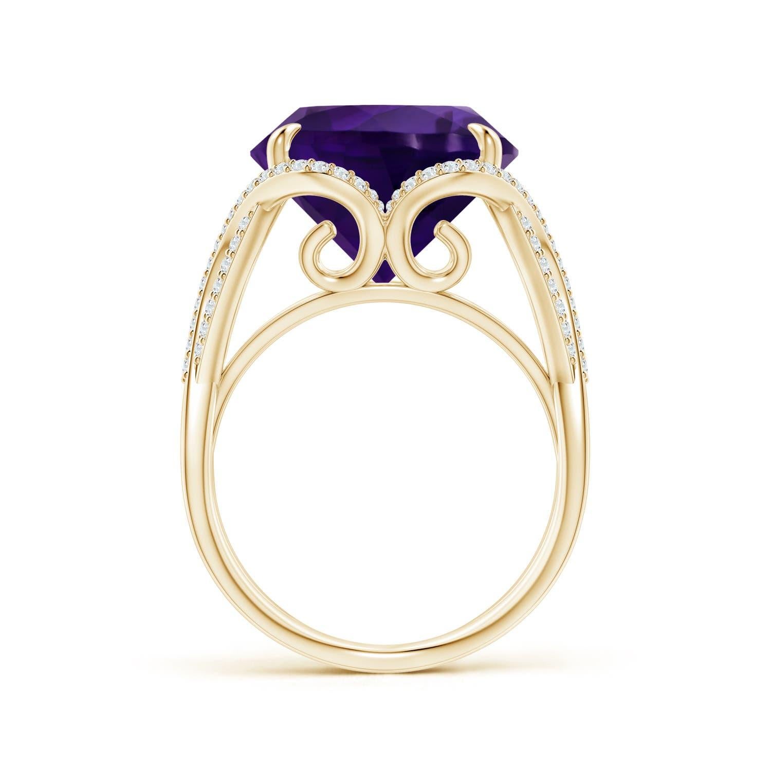 For Sale:  ANGARA GIA Certified Natural Amethyst Entwined Shank Ring in Yellow Gold 2