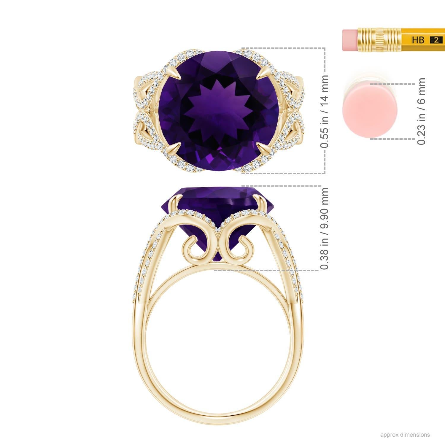 For Sale:  ANGARA GIA Certified Natural Amethyst Entwined Shank Ring in Yellow Gold 5