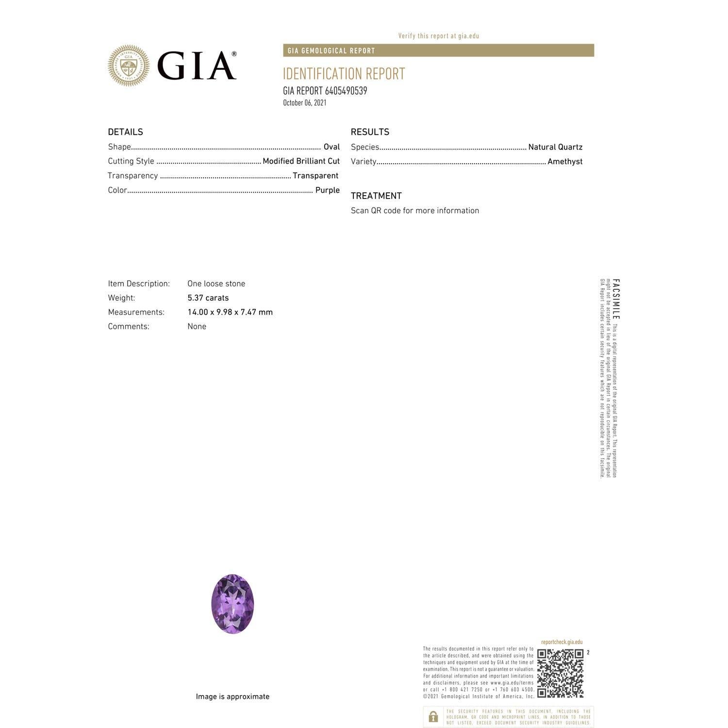 For Sale:  ANGARA GIA Certified Natural 5.25ct Amethyst Halo Ring with Diamond in Rose Gold 7