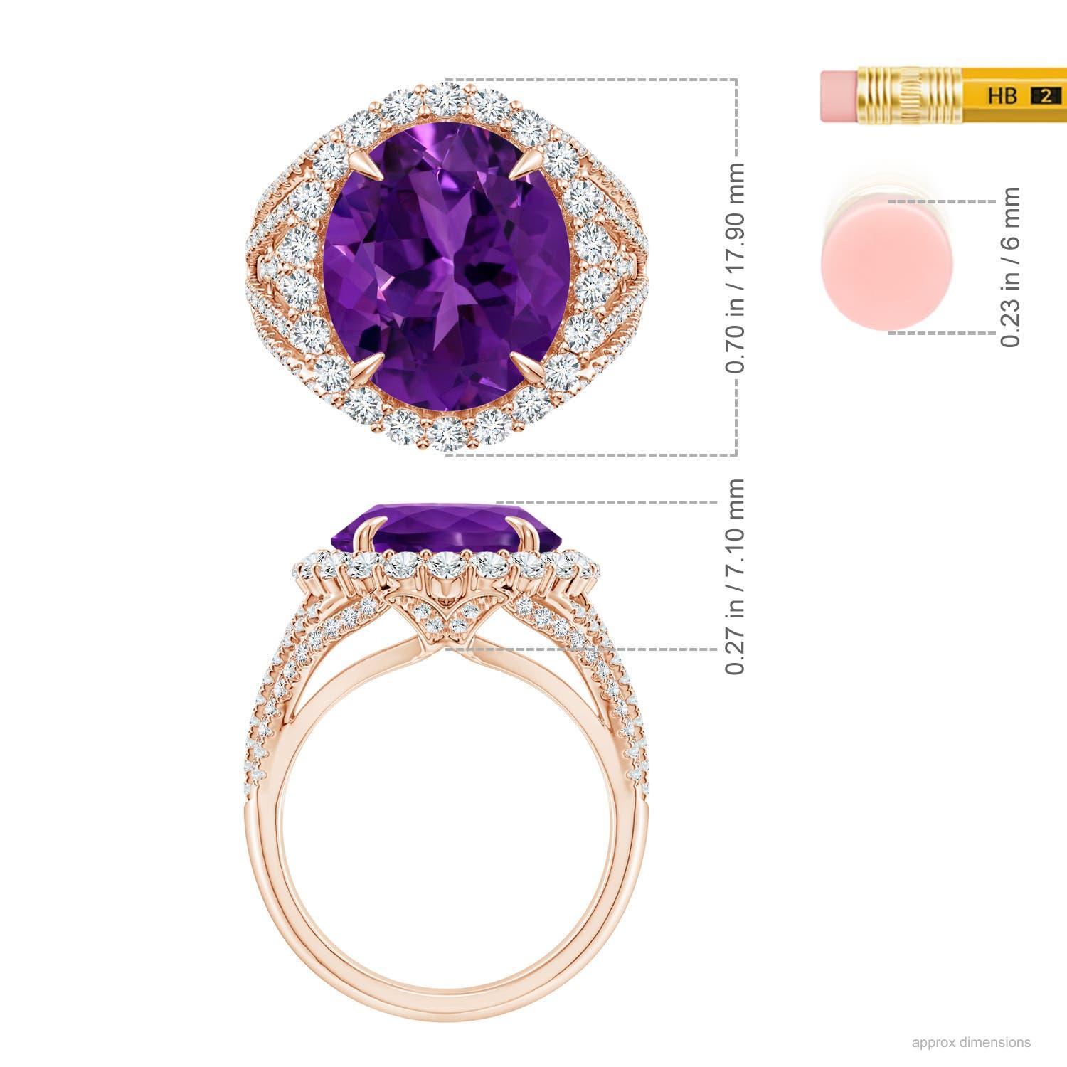 For Sale:  ANGARA GIA Certified Natural 5.25ct Amethyst Halo Ring with Diamond in Rose Gold 2