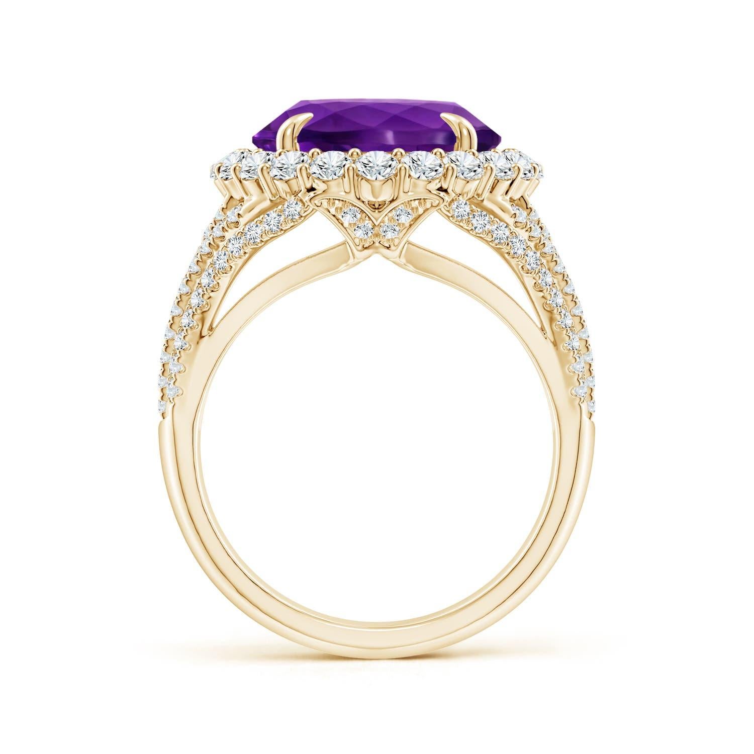ANGARA GIA Certified Natural 5.25ct Amethyst Ring with Diamond 14K Yellow Gold 3