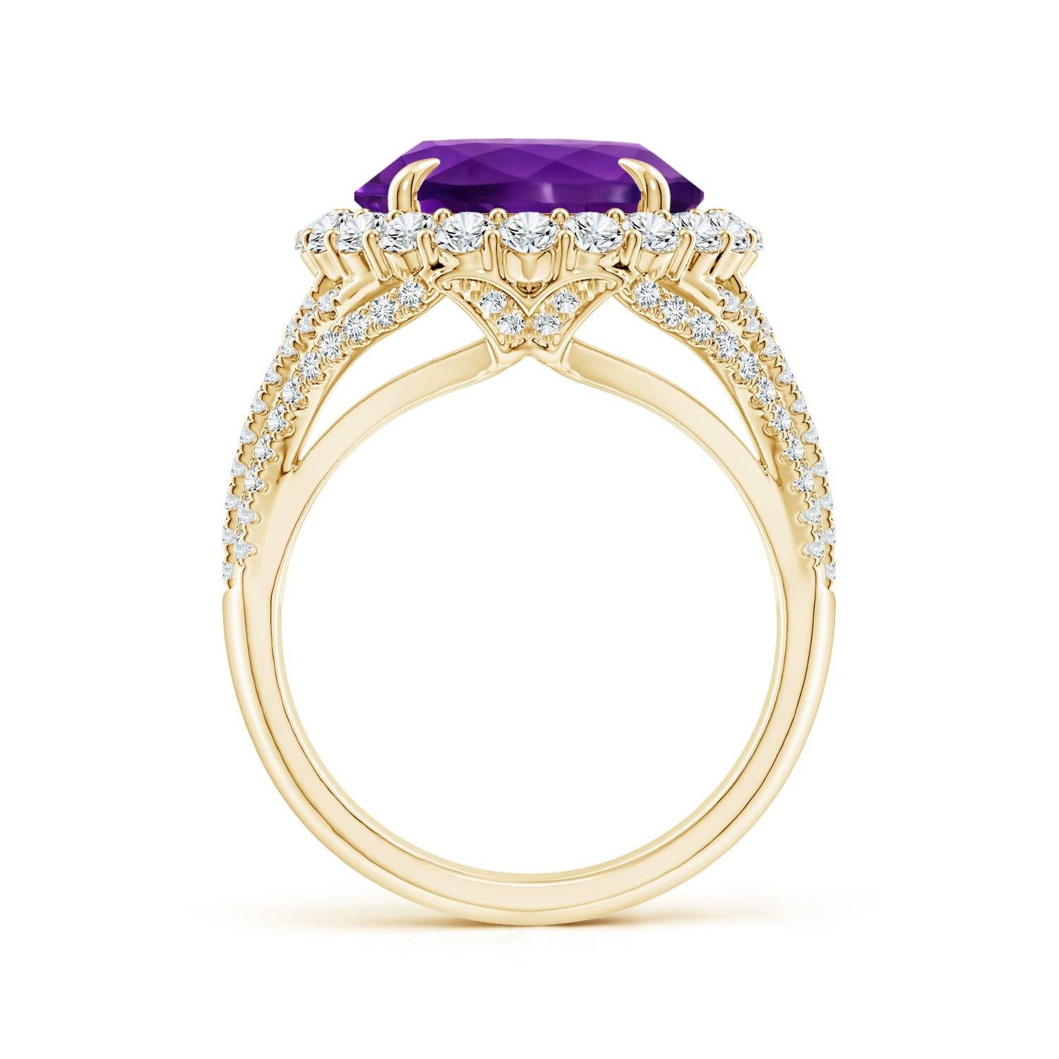 ANGARA GIA Certified Natural 5.25ct Amethyst Ring with Diamond 18K Yellow Gold 3