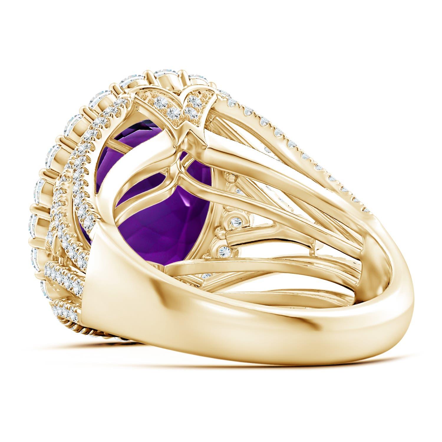 ANGARA GIA Certified Natural 5.25ct Amethyst Ring with Diamond 18K Yellow Gold 4