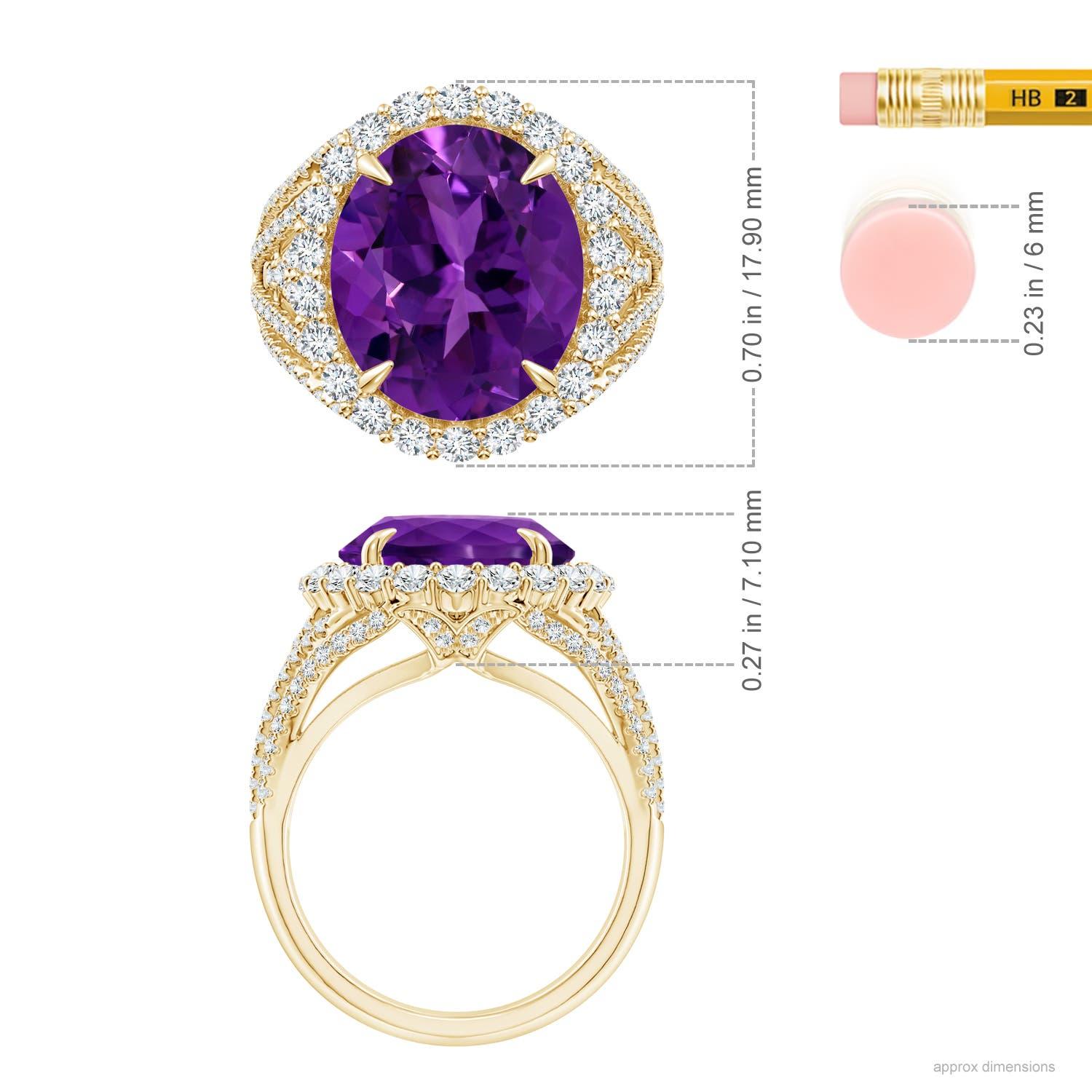 ANGARA GIA Certified Natural 5.25ct Amethyst Ring with Diamond 18K Yellow Gold 2