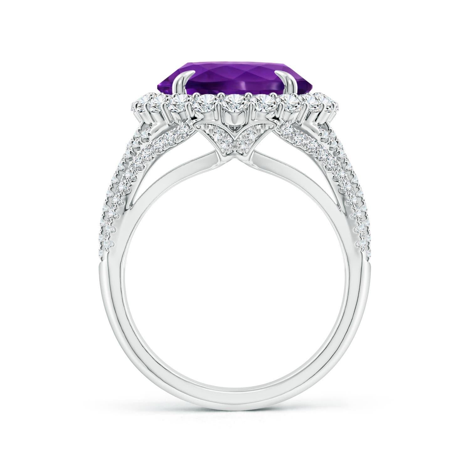 For Sale:  ANGARA GIA Certified Natural 5.25ct Amethyst Halo Ring with Diamond White Gold 3