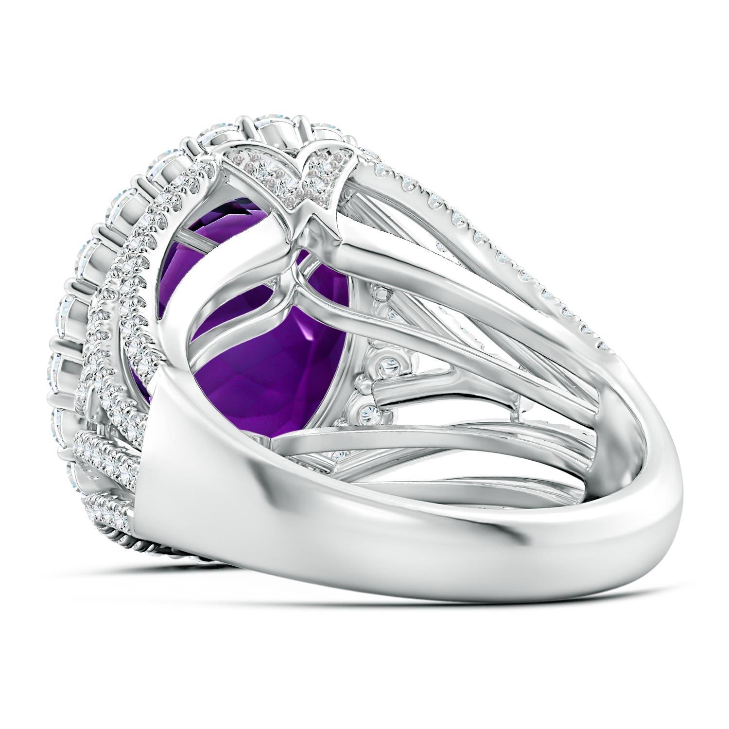 For Sale:  ANGARA GIA Certified Natural 5.25ct Amethyst Halo Ring with Diamond White Gold 4