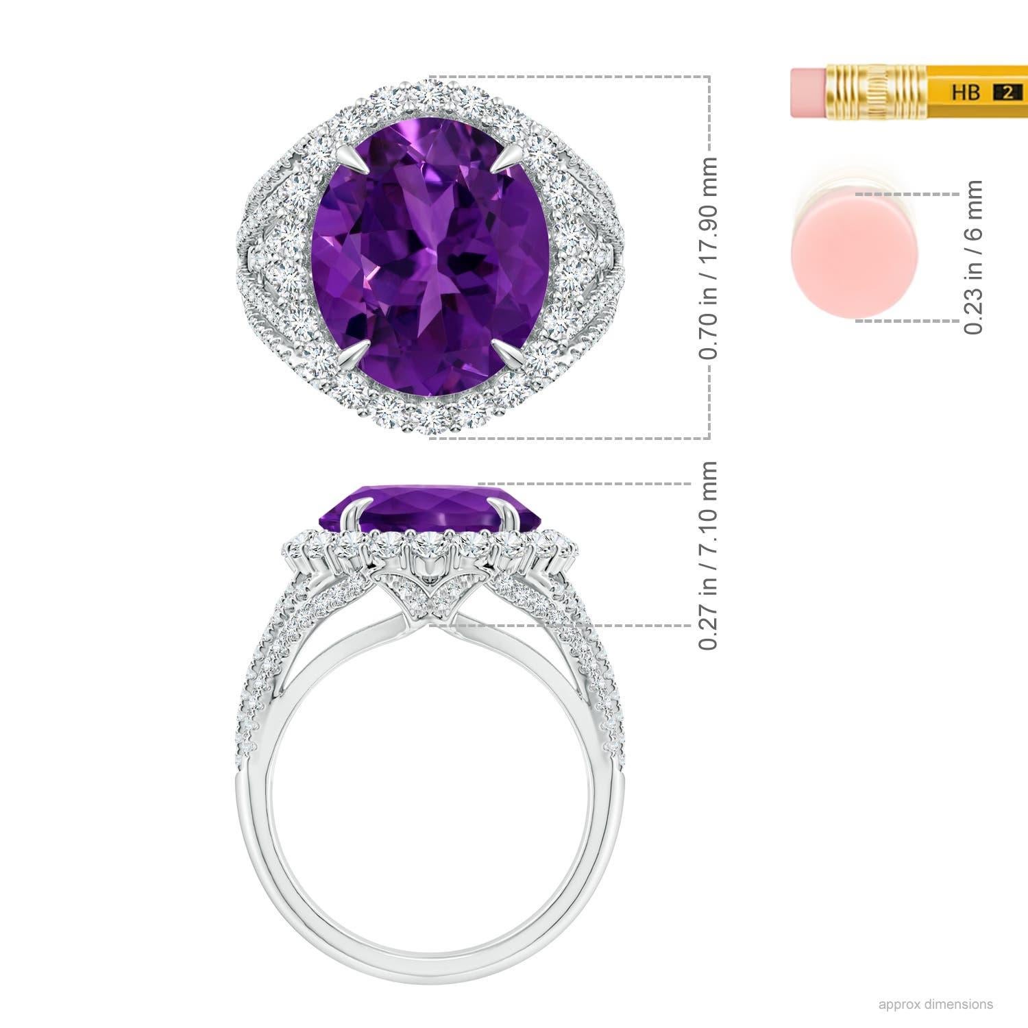 ANGARA GIA Certified Natural 5.25ct Amethyst Halo Ring with Diamond White Gold 2