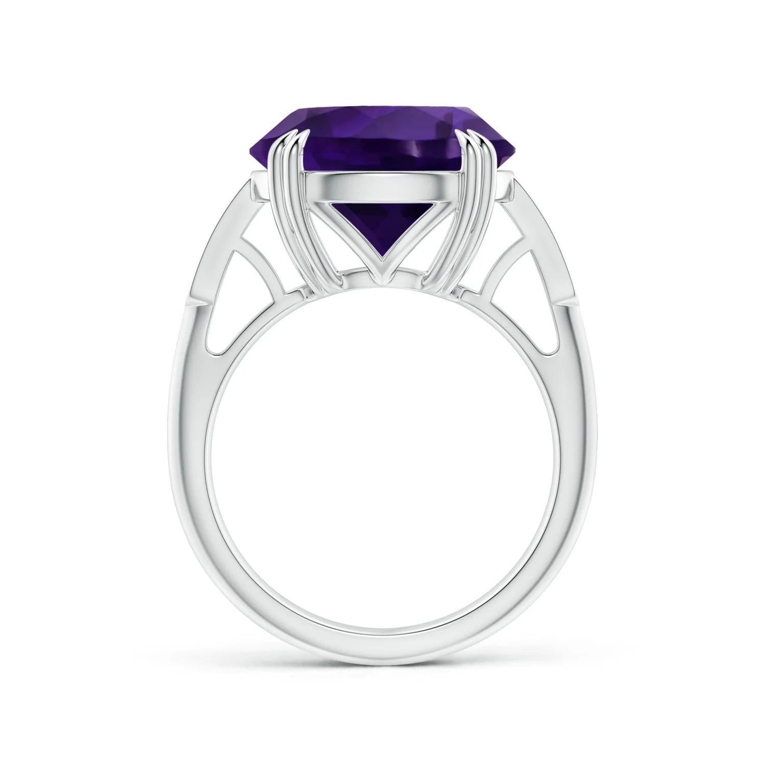 For Sale:  ANGARA GIA Certified Natural Amethyst Knife Edge Ring in Platinum with Diamonds 2