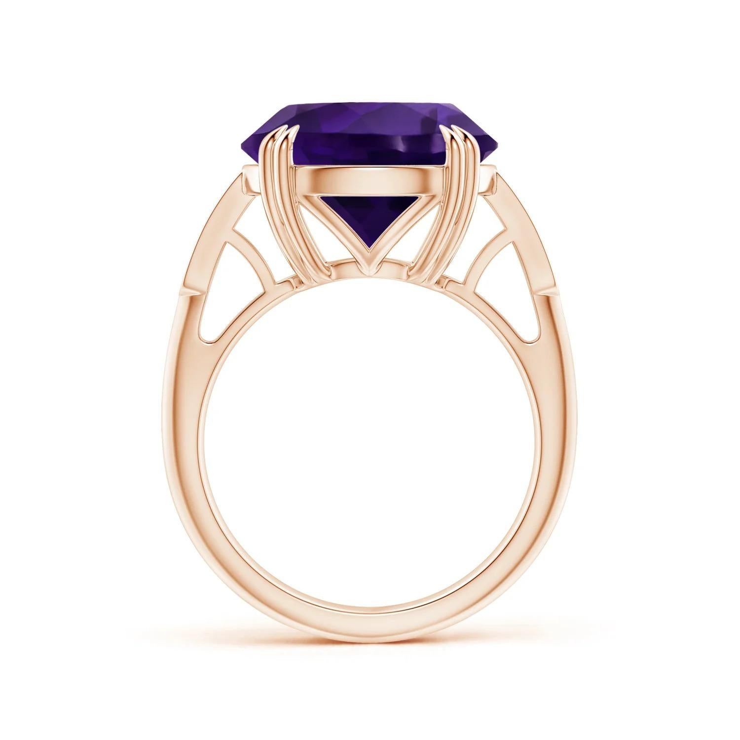 For Sale:  ANGARA GIA Certified Natural Amethyst Knife Edge Ring in Rose Gold with Diamonds 2