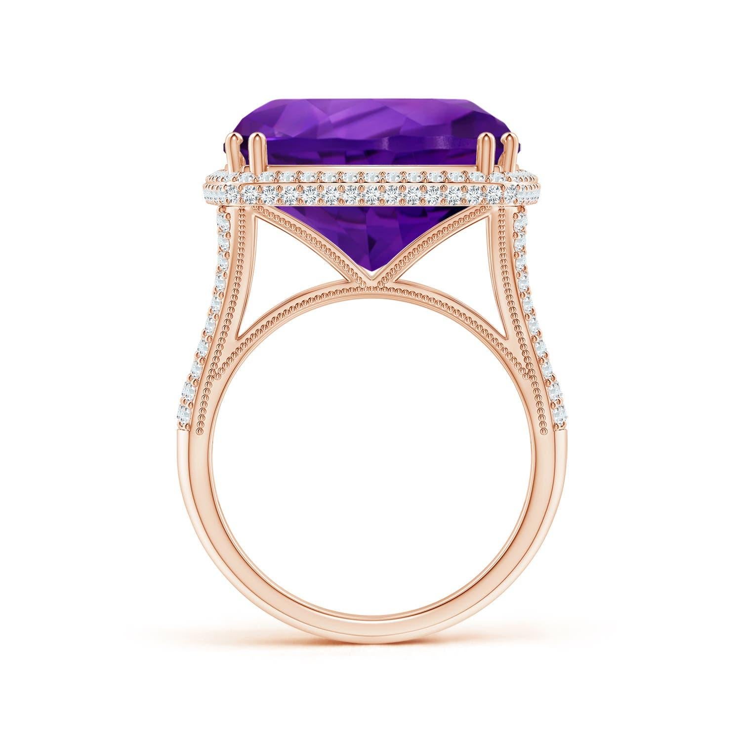 For Sale:  ANGARA GIA Certified Natural Amethyst Ring in Rose Gold with Diamond Halo 2