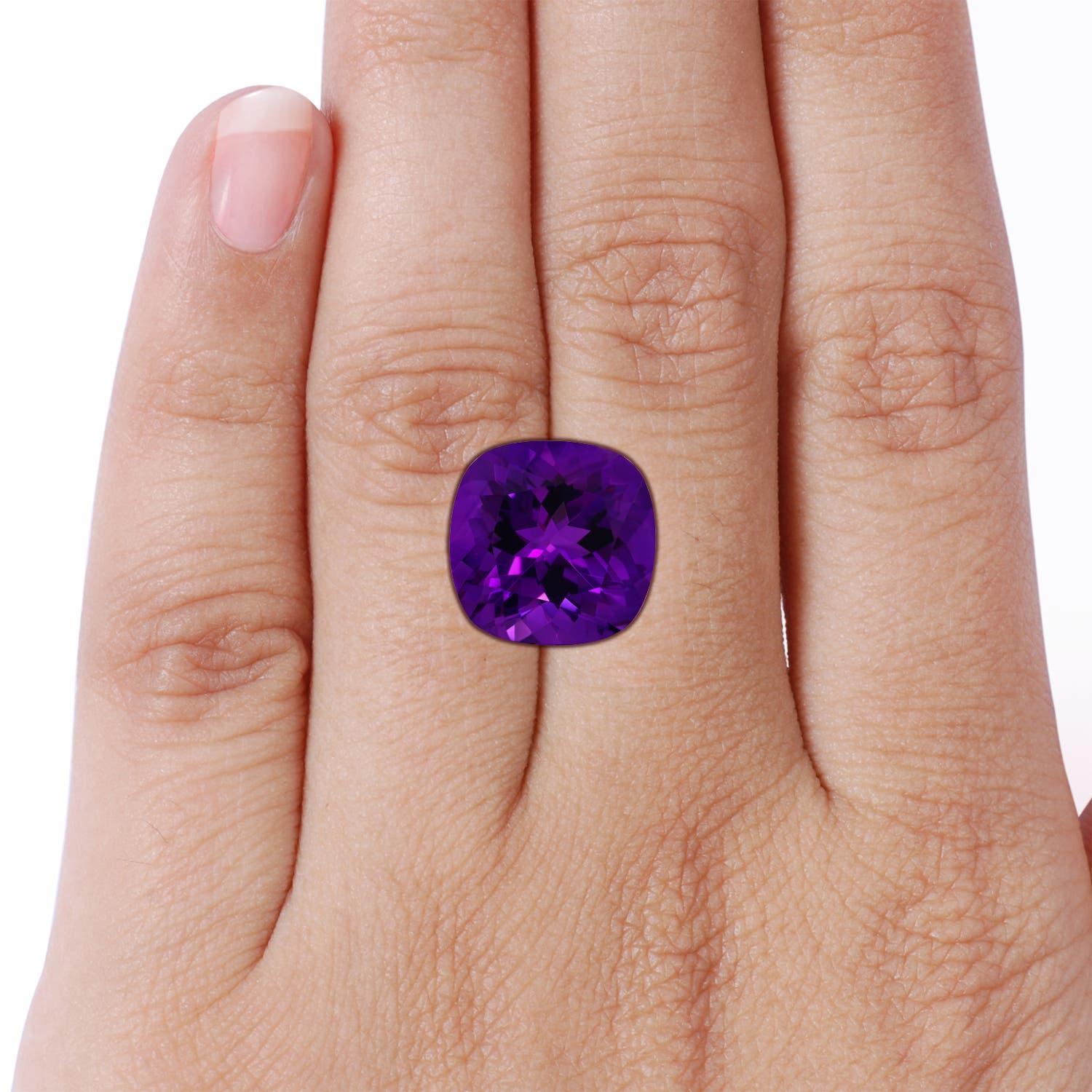 For Sale:  Angara Gia Certified Natural Amethyst Ring in Rose Gold with Diamond Halo 7