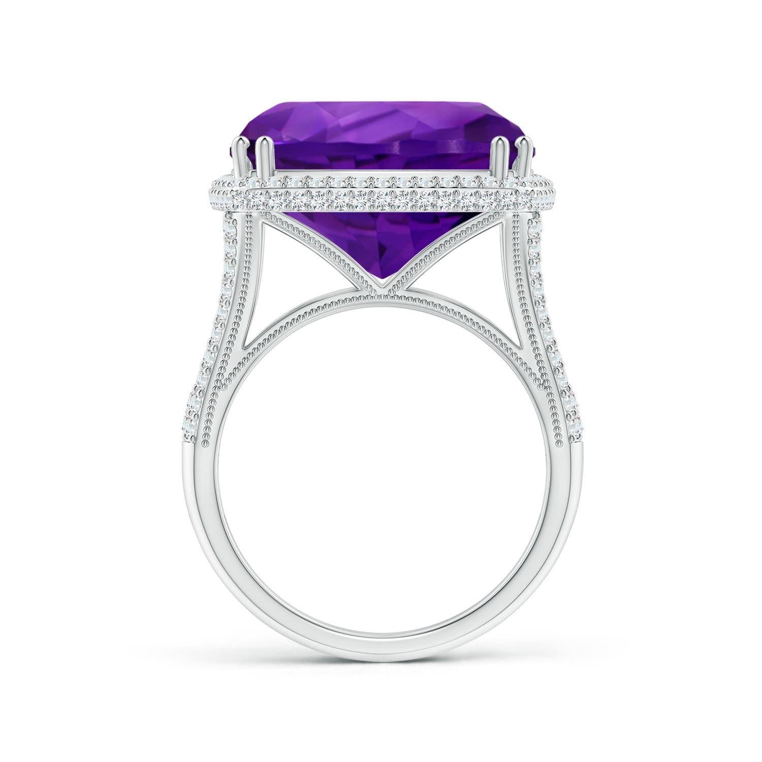 For Sale:  Angara Gia Certified Natural Amethyst Ring in White Gold with Diamond Halo 2