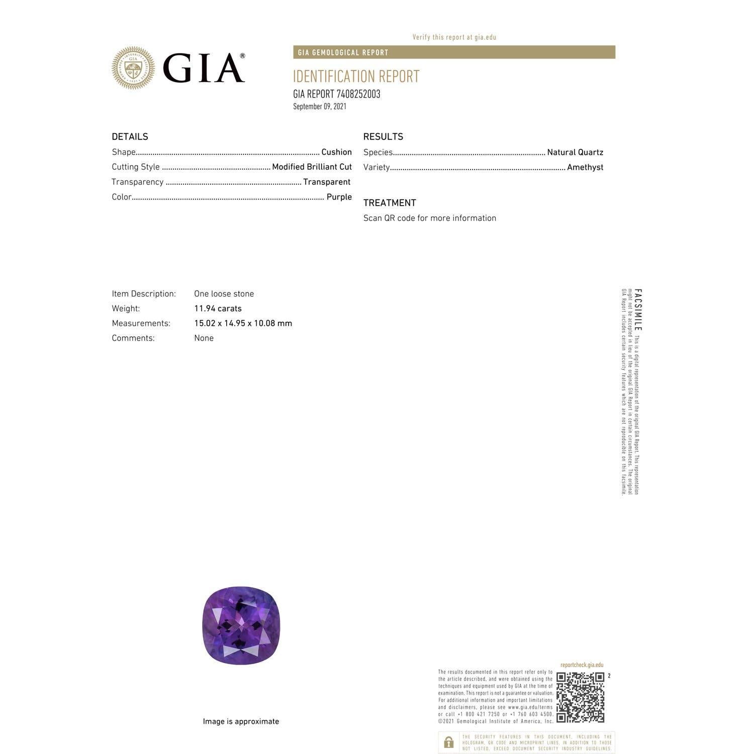 En vente :  Bague en or blanc avec améthyste naturelle certifiée GIA et halo de diamants 3