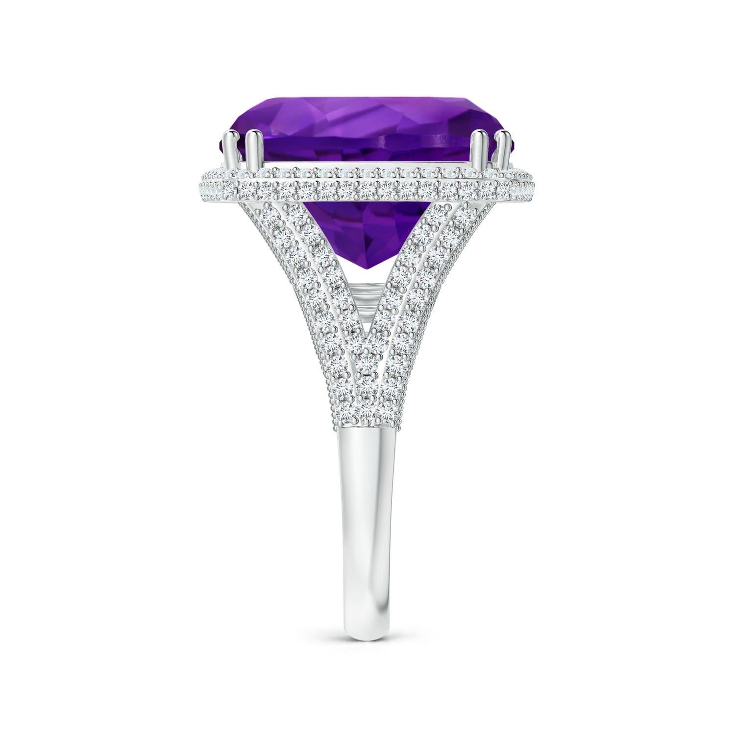 For Sale:  Angara Gia Certified Natural Amethyst Ring in White Gold with Diamond Halo 4