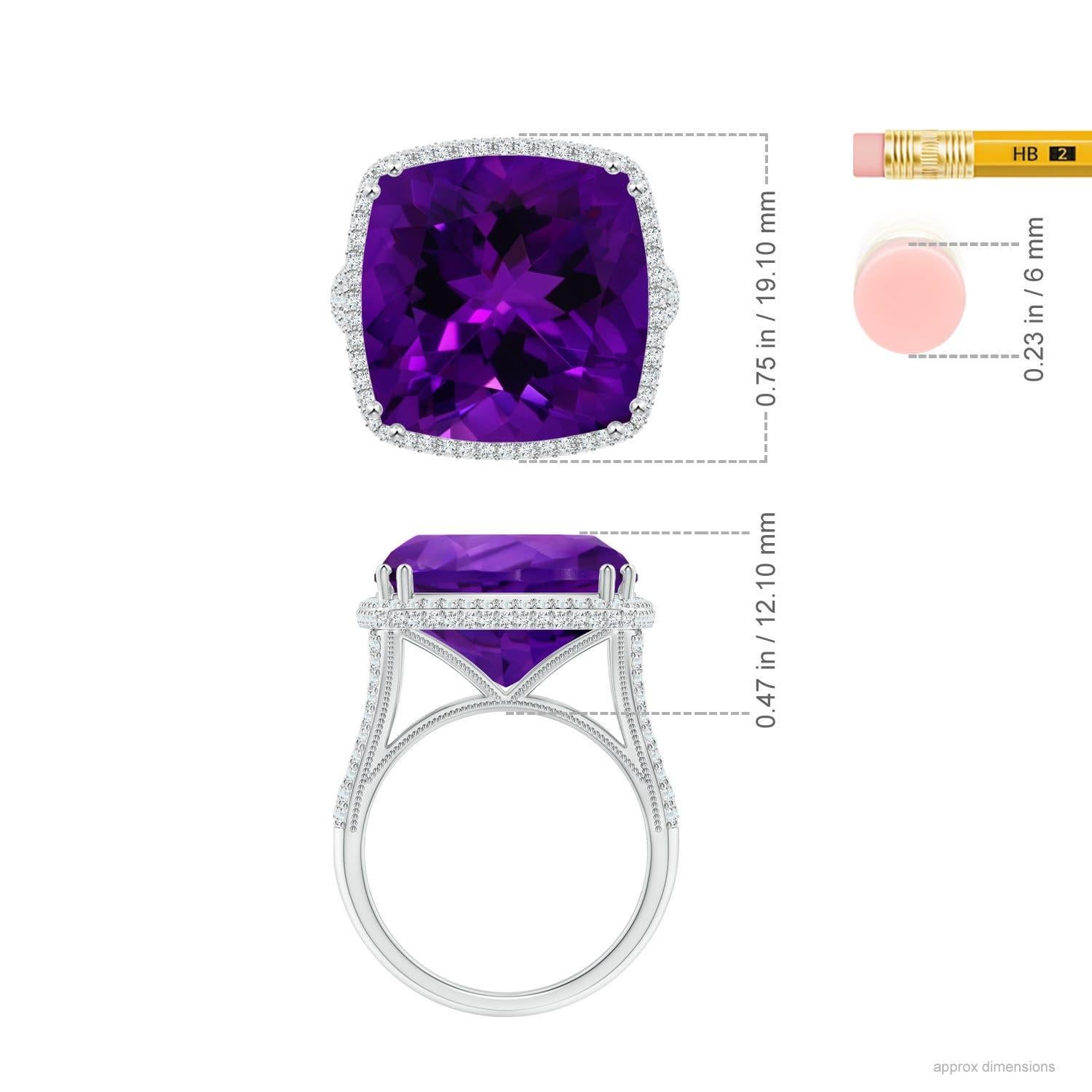 For Sale:  Angara Gia Certified Natural Amethyst Ring in White Gold with Diamond Halo 5