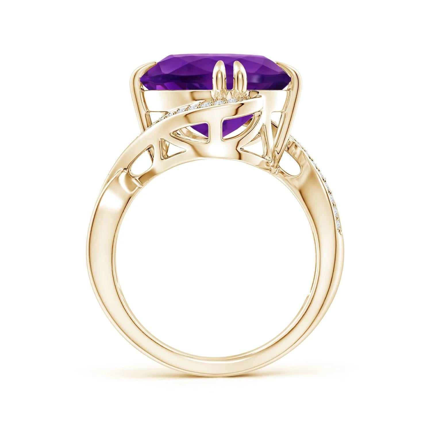 For Sale:  GIA Certified Natural Amethyst Ring in Yellow Gold with Diamond Accents 2