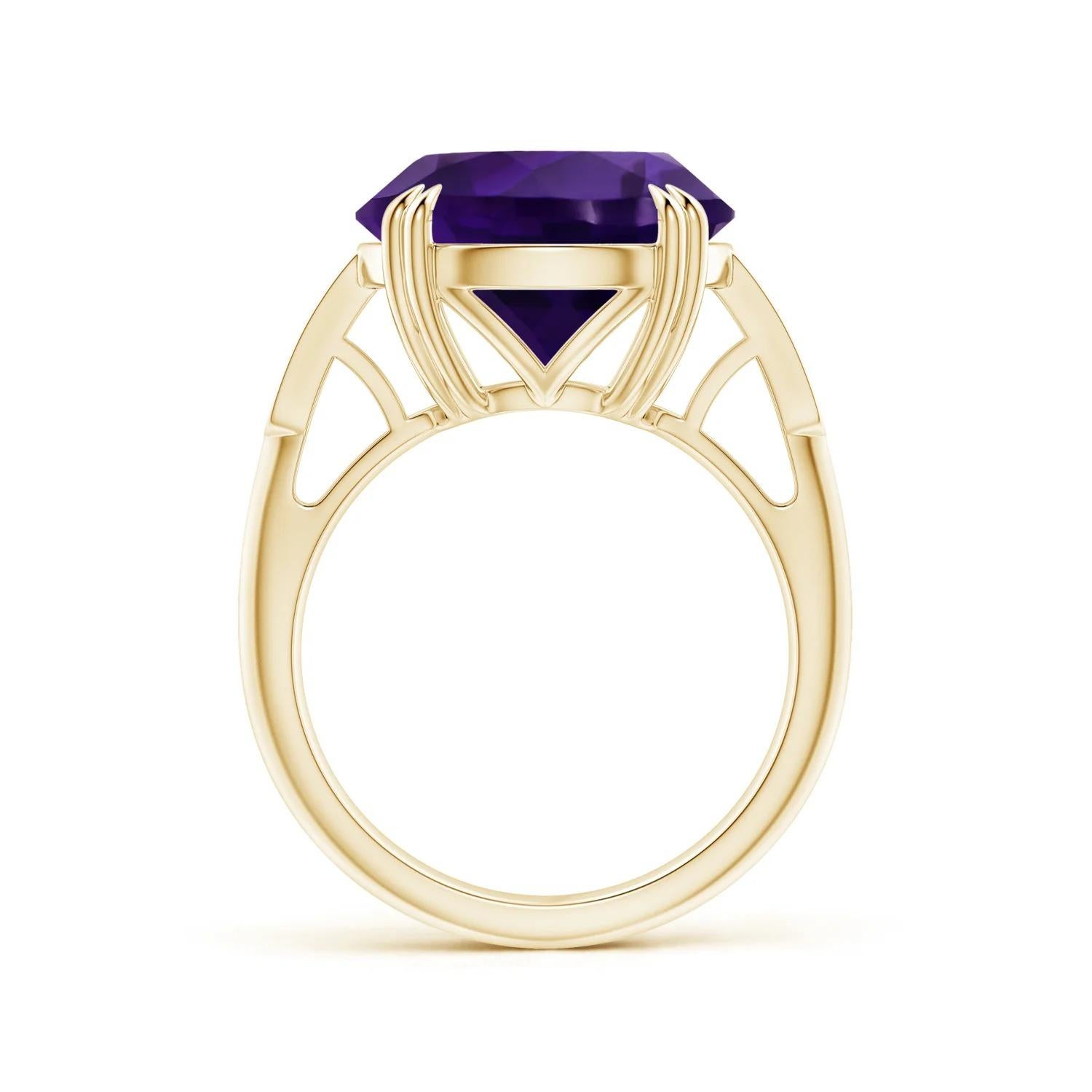 For Sale:  ANGARA GIA Certified Natural Amethyst Ring in Yellow Gold with Diamonds 2