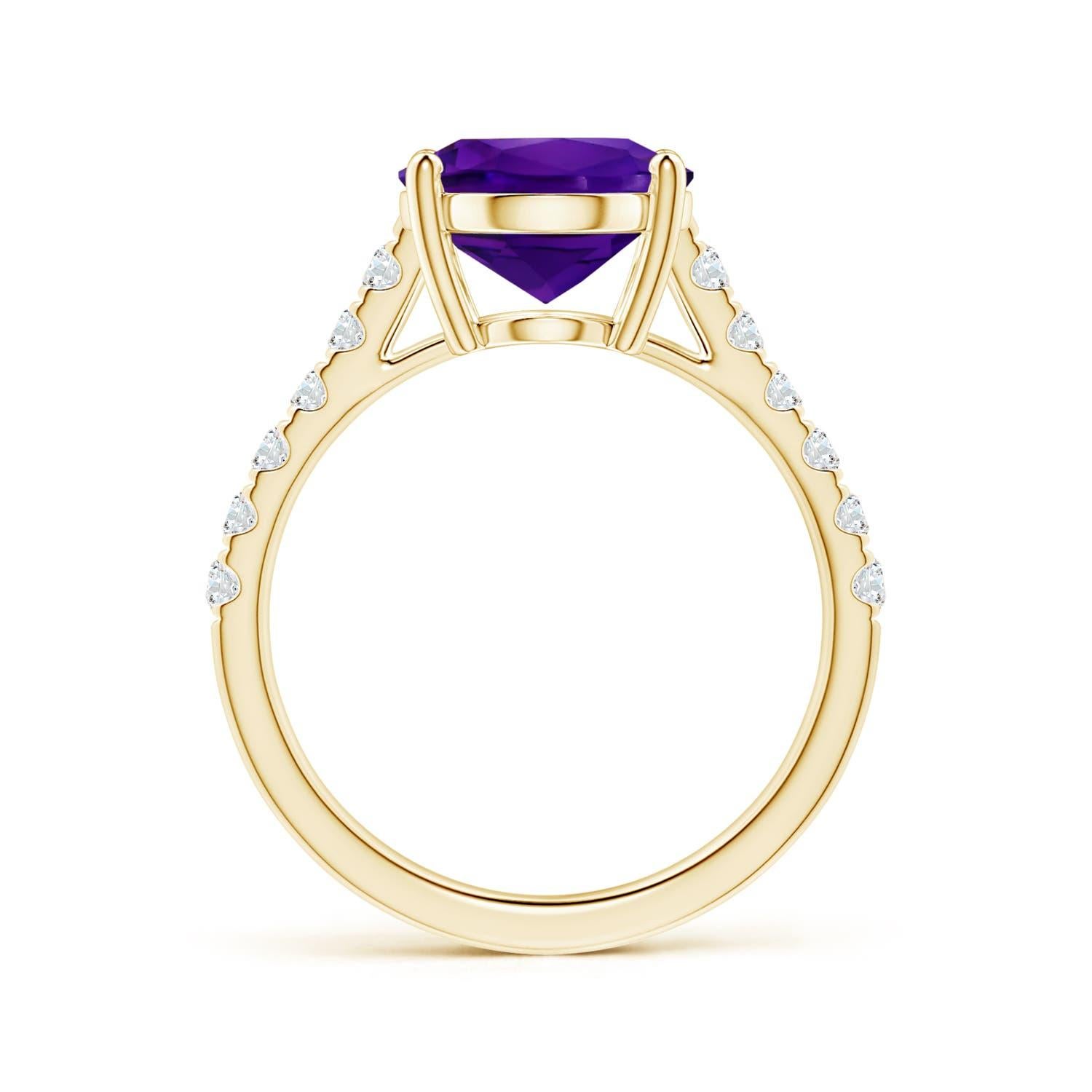 GIA Certified Natural Amethyst Ring in 18K Yellow Gold with Diamonds 2
